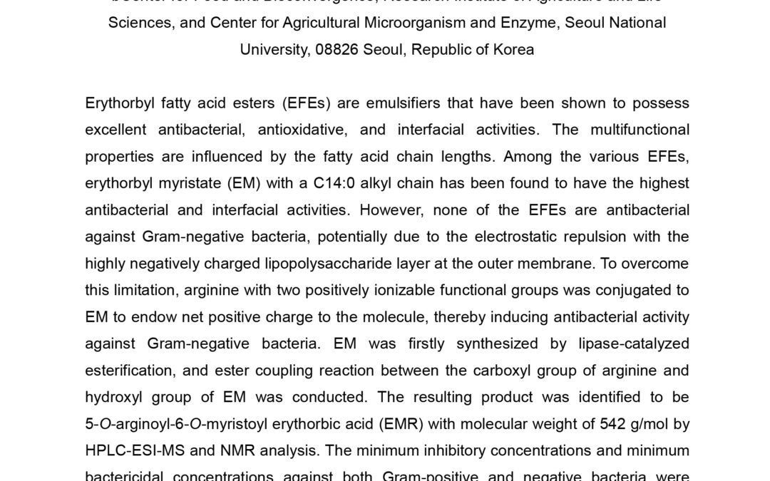 BIO-003: Chemoenzymatic Synthesis and Characterization of Arginine-conjugated erythorbyl myristate as a Multifunctional Emulsifier