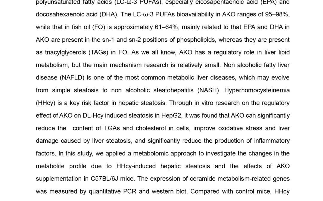 HND-001: Antarctic Krill Oil Improves Liver Steatosis and Prevents Metabolic Diseases by Regulating Liver Ceramide Synthesis