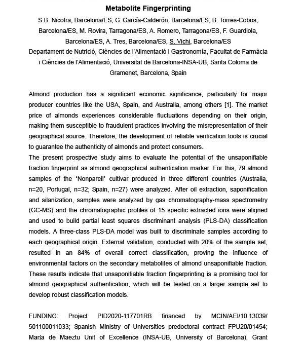 ANLI-008: Verifying Almond Geographical Origin through Secondary Lipid Metabolite Fingerprinting