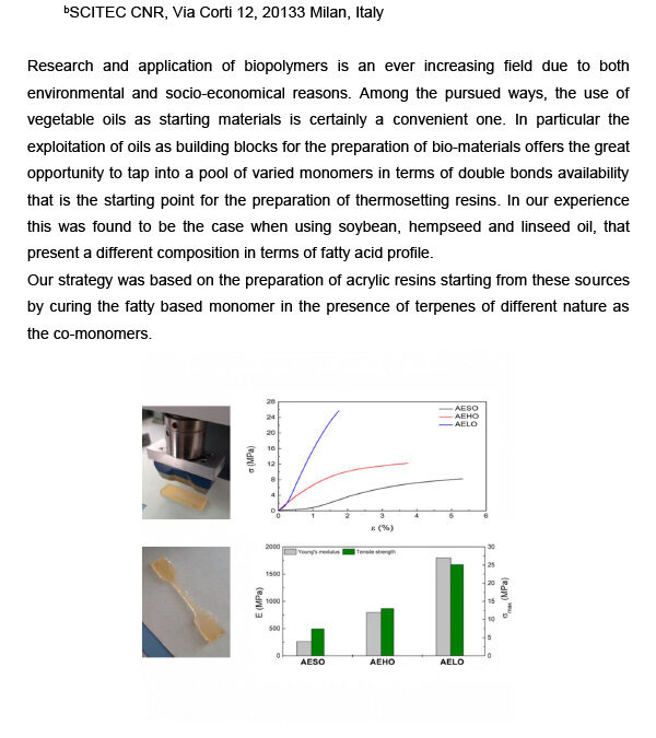 OLEO-001: Styrene-free Thermosetting Resins from Vegetable Oils