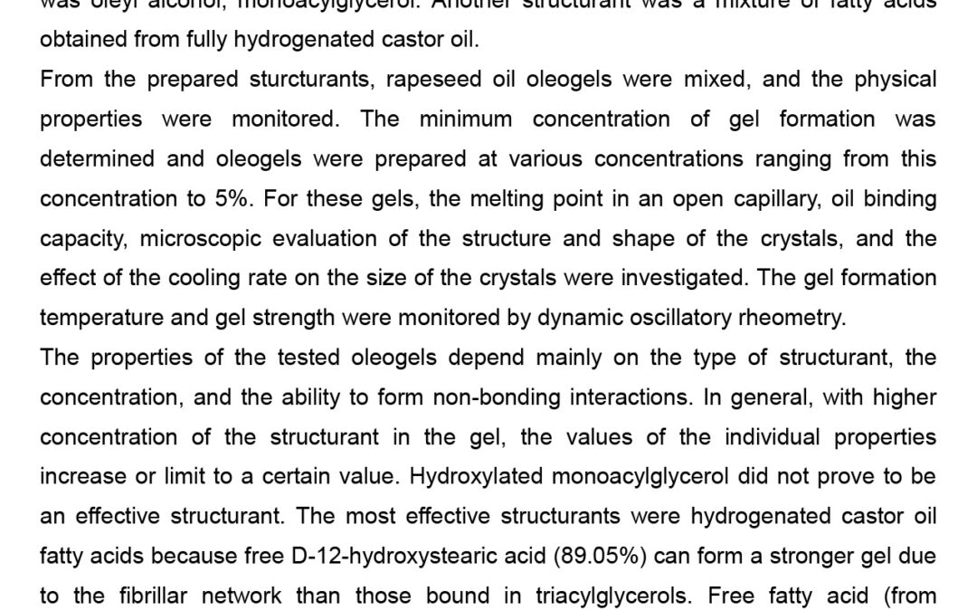 OTTO-003: Oleogels based on Modified Lipid