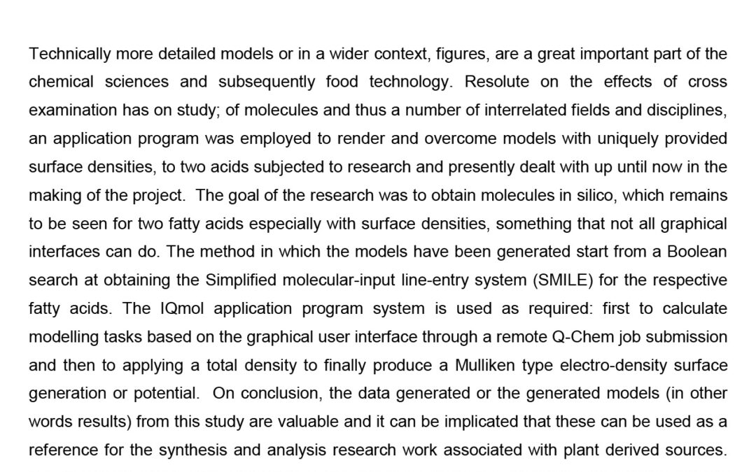 LAMI-007: Capturing visually through new models and with surface densities, the functional groups and skeletal structure for Oleic acid and Myristic acid