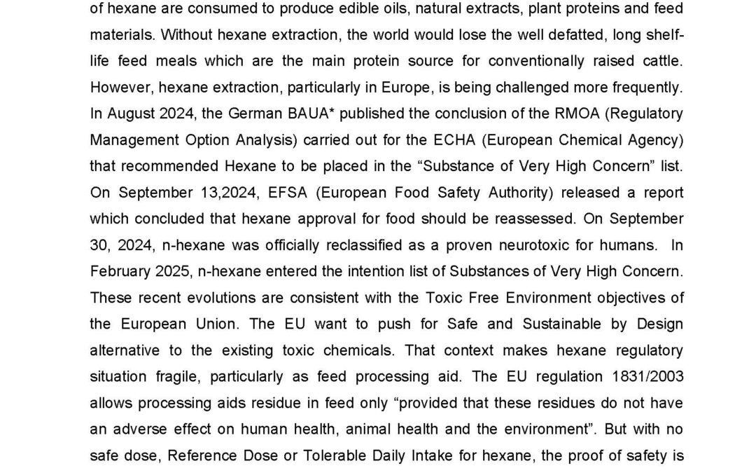 HND-001: Recent Regulatory Changes and Trends in Europe Regarding Hexane Extraction