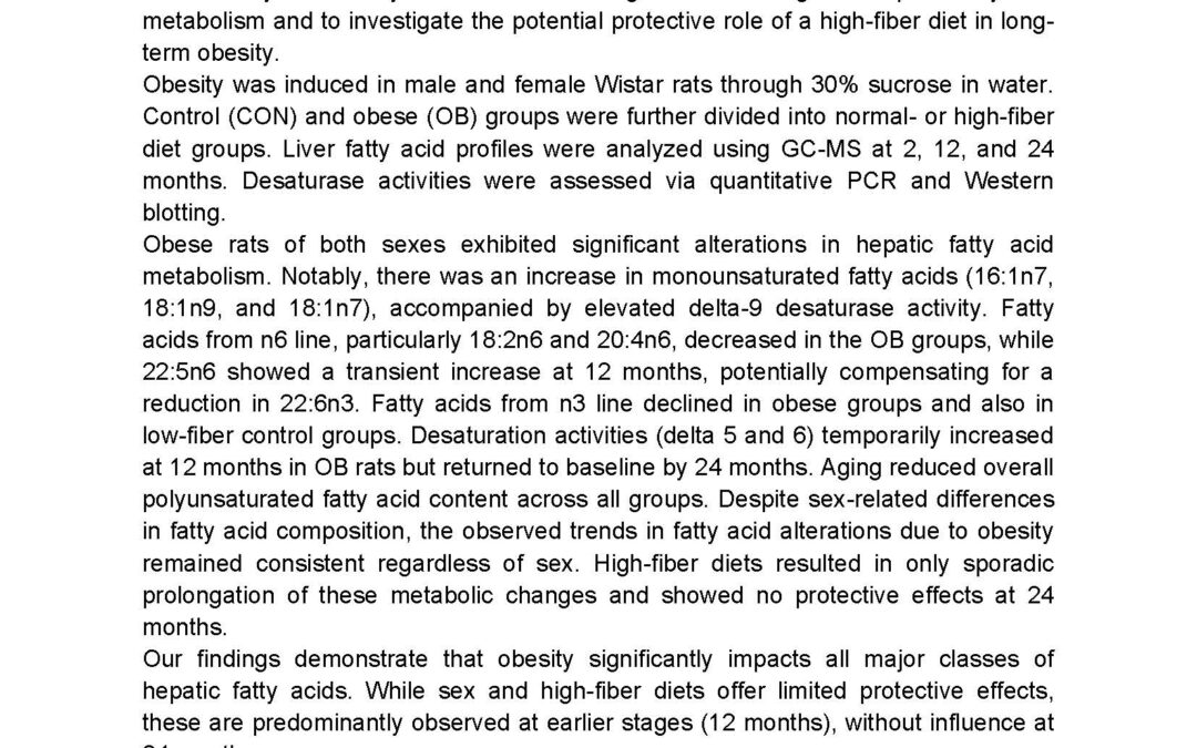 HND-002: Possible protective role of high-fiber diet on liver fatty acid metabolism during aging in rat model of obesity