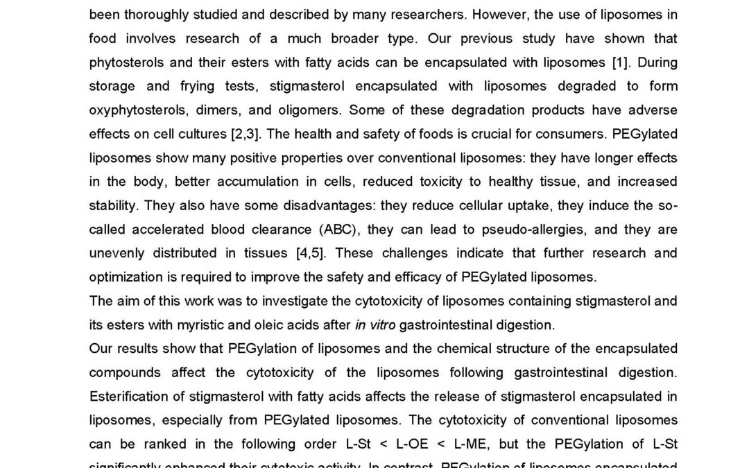 HND-004: Cytotoxicity of Conventional and PEGylated Liposomes Encapsulated with Stigmasterol after Gastrointestinal Digestion