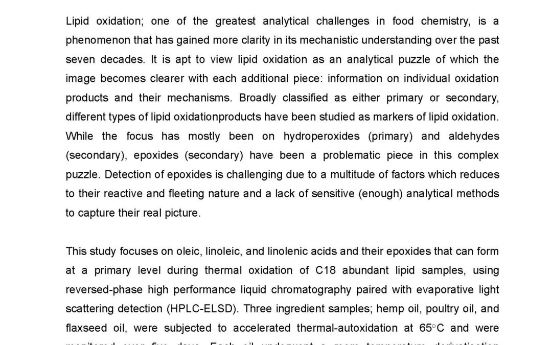 OXI-003: Primary lipid epoxides: How can we focus better on the landmines of lipid oxidation?