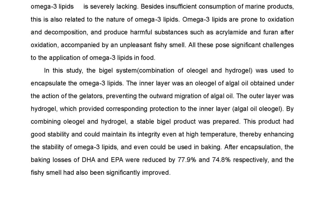 MARI-003: Stability Improvement of Omega-3 Lipids and its Application in Baking