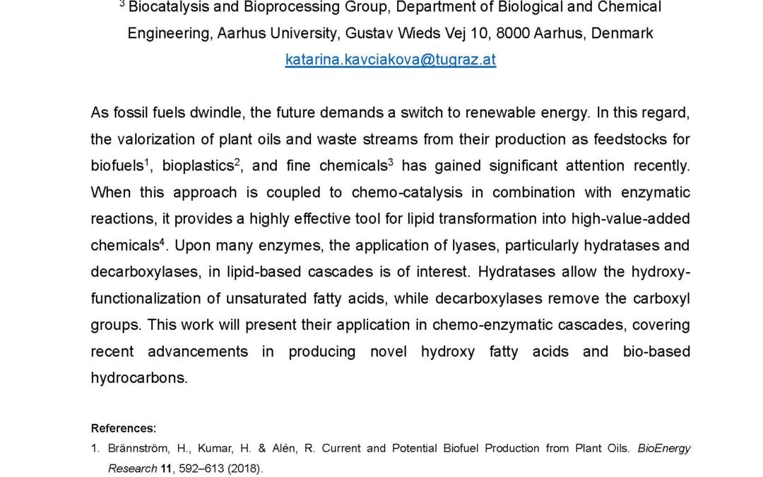 BIO-001: Application of Lyases for Chemo-enzymatic Cascade Reactions for the Biotechnological Utilization of Lipids