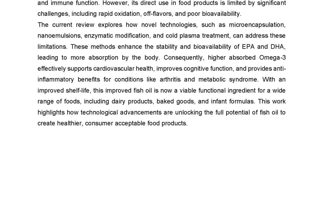MARI-005: Modification of Fish oil Using Novel Technologies its Applications and health Benefits